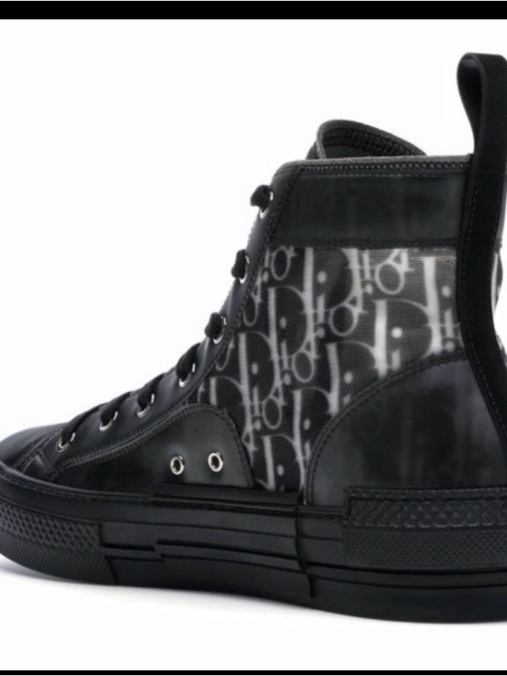 Dior Black High-Top Monogram Canvas & Leather Sneaker